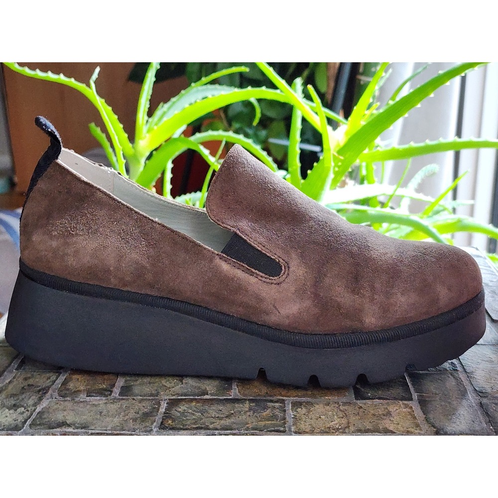Fly London Pece Brown Suede Platform Slip On Loafers Size 38 Portugal 501406003